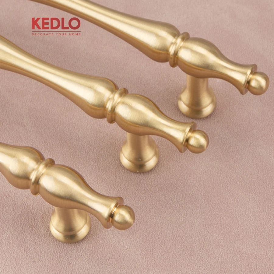 KEDLO, europäischer Stil, eleganter, massiver Messinggriff für Küchenschubladen, gebürstetes Messing. – Detail 15