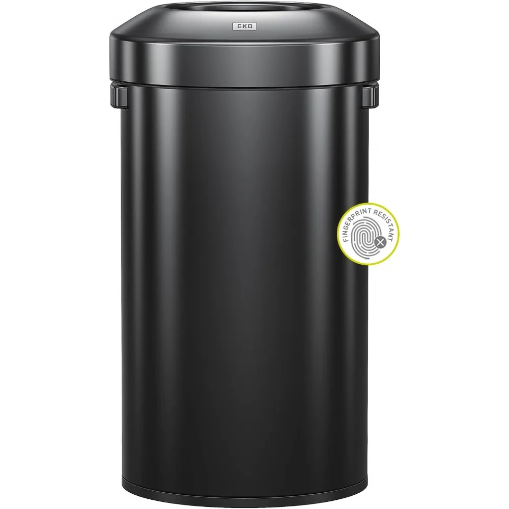 

Городской 32-галонный круглый черный мусорный бак из нержавеющей стали с открытым верхом, высокий коммерческий мусорный бак для внутреннего и наружного использования, очень большой металл