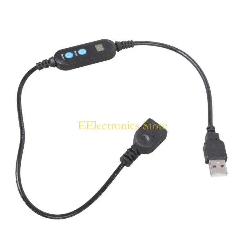 B03C Time Presetable USB Timer Cord 1-30 Minutes Settable with Time Adjustment Button For Office Home Electronics Black