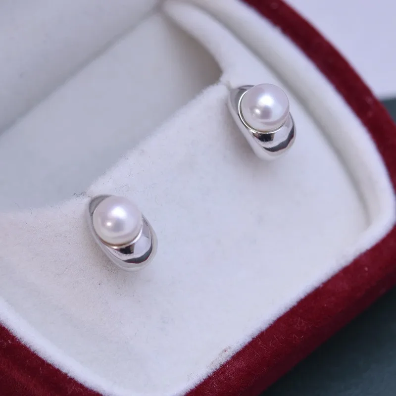 ED183  Lefei Fashion Classic Luxury 6-7mm Freshwater Strong Luste Round Pearl Shoes Shape Earrings For Women s925 Silver Jewelry