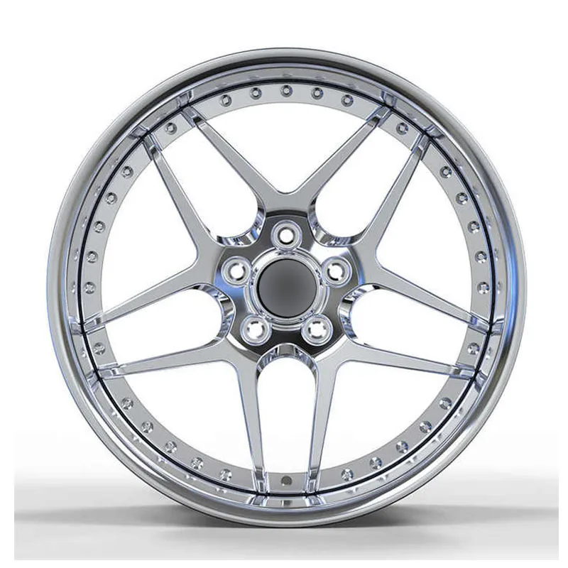 Chrome Lip Chrome Plated Center Deep Dish Forged Wheel Automotive Custom Aluminium Alloy Forged Rim