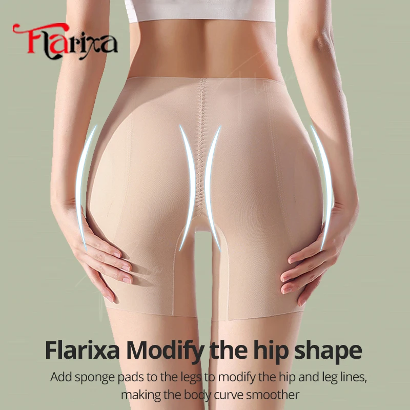 Flarixa Padded High Waist Shorts Butt Enhancer Shaper Buttock Lifting Panties Tummy Control Body Shaper With Butt Pads Shapewear