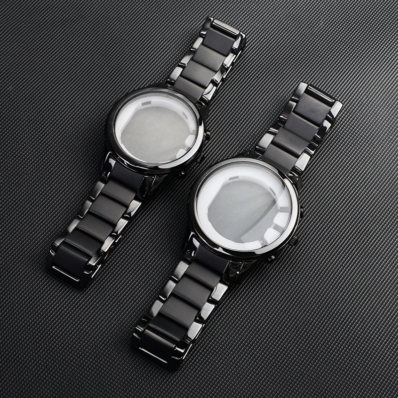 For Armani AR1452 AR1451 AR1410 AR1400 Ceramic Watchbands case High Quality Men’s Bracelet Accessories 22mm 24mm Strap Watch Set