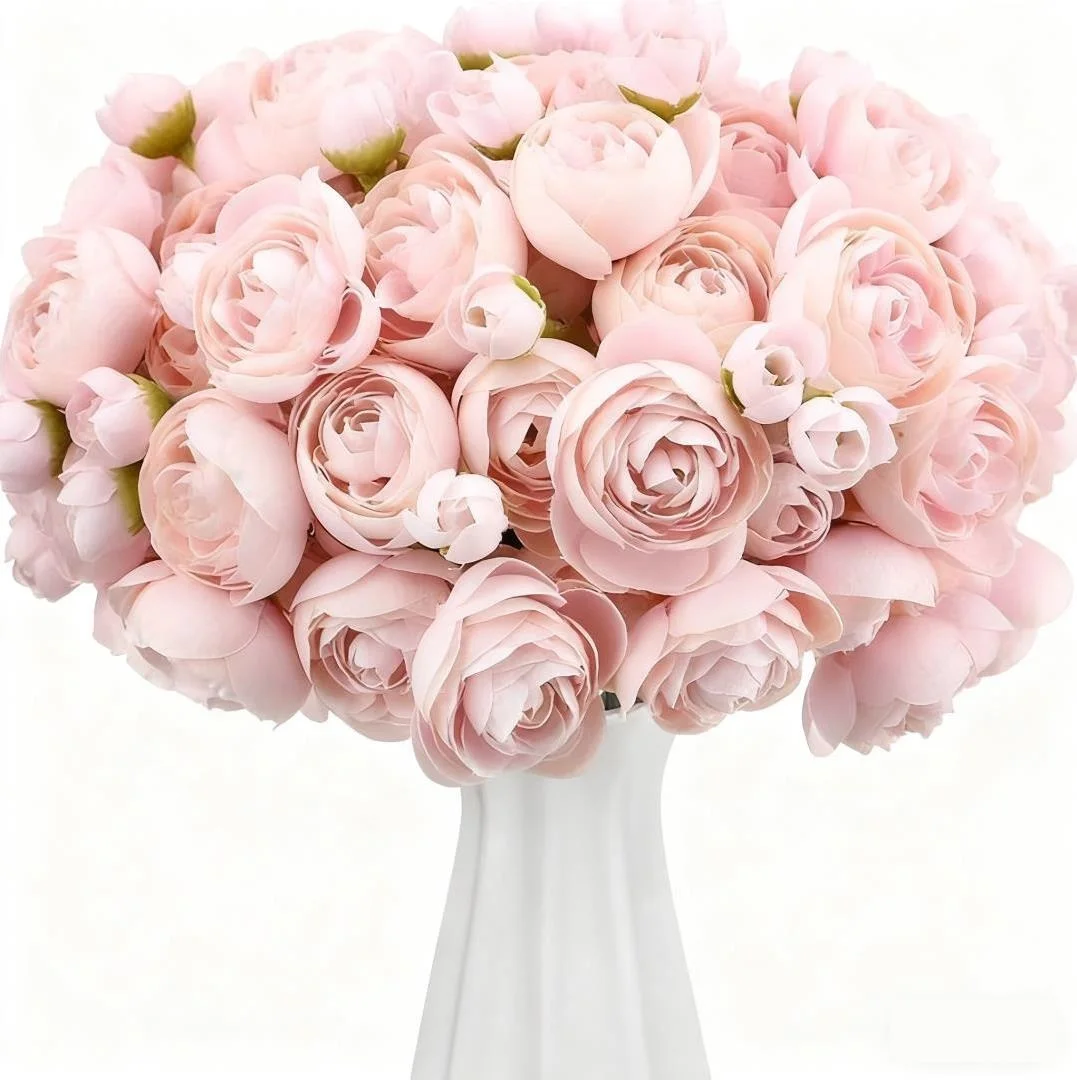 

48 Pcs Real Touch Silk Peonies with Flexible Stems for Easy DIY, Long-Lasting Fade-Proof, Perfect for Home Decor Pink Bouquet