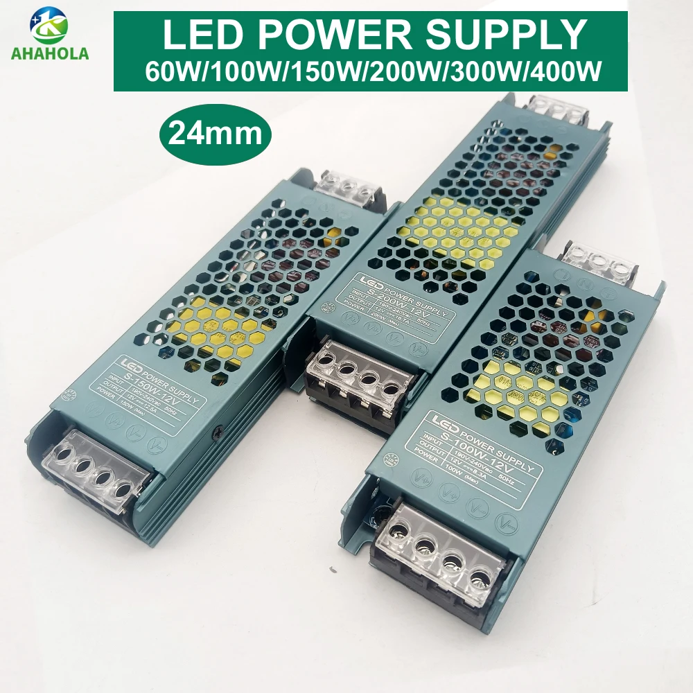 60W to 400W Lighting Transformer Switching AC 220v to 12V Netzteil DC Power Supply 24V 12 Volt 5A 12A LED Strip Adapter Driver