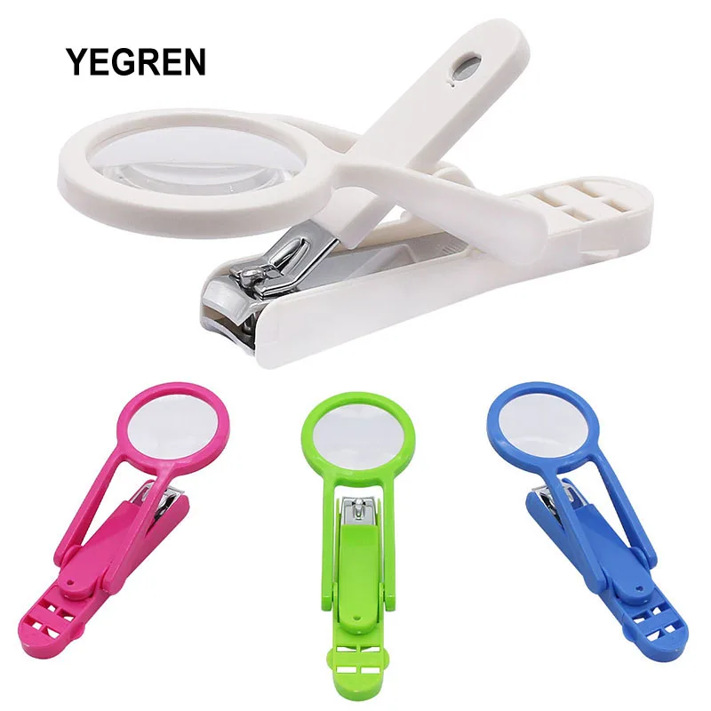 Portable Nail Clipper with Magnifying Glass Flip Magnifier Fingernail Cutter for Baby Old Man Finger Toe Manicure Pedicure Tool