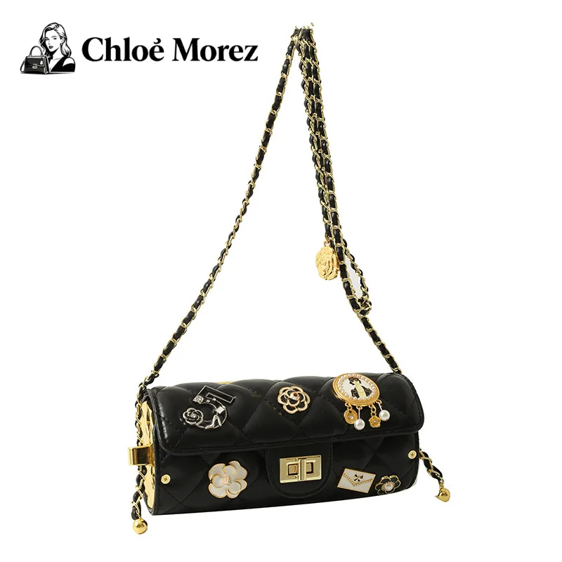 Bolso de hombro de moda para mujer, pequeño estilo fragante, textura de rejilla de diamante, bandolera cuadrada de cuero PU