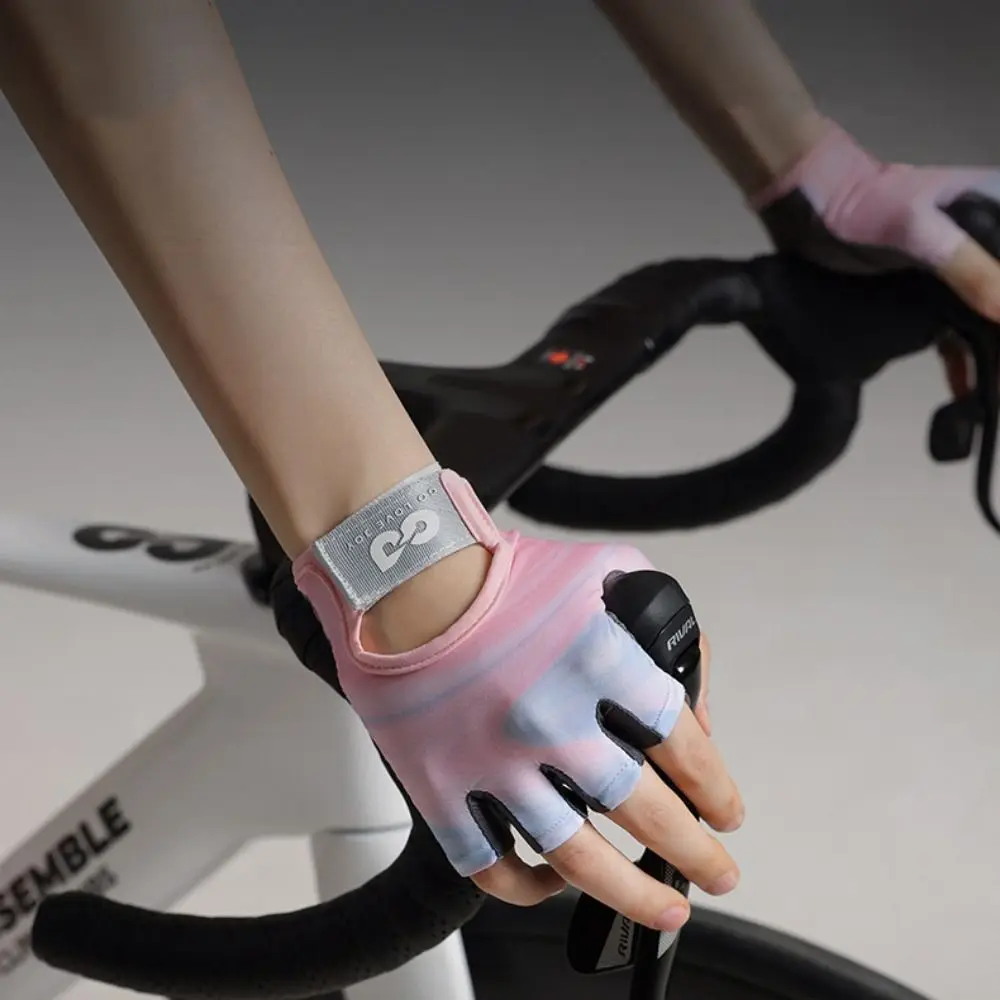 نصف اصبع نصف اصبع قفازات النايلون عدم الانزلاق قفازات ركوب الدراجات متعددة الألوان رقيقة كمال الاجسام قفازات الصالة الرياضية