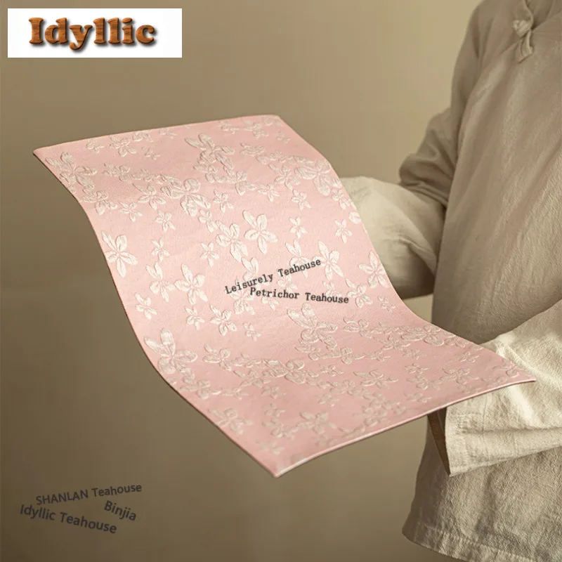 

Розовый гобелен с рельефным цветком, коврики для чайного стола, подставка для напитков в стиле дзен, домашний коврик для обеденного стола, чайные услуги, оборудование, украшения