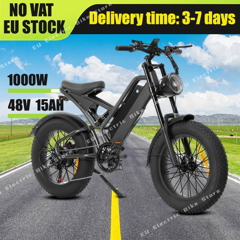 X20 Electric Bike 1000W Motor 48V15AH Lithium Battery Adult Ebike Mountain 20*4.0-Inch Fat Tire Hydraulic Brake Electric Bicycle