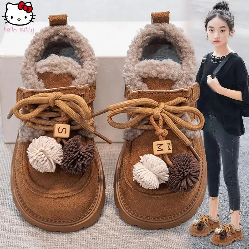 

Теплые кроссовки с героями мультфильмов для девочек, утолщенные хлопковые кроссовки в стиле аниме, кавайная обувь для папы, новые утолщенные туфли-бобы на мягкой подошве