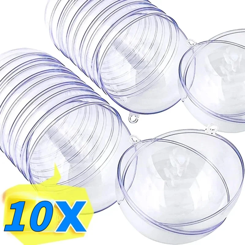 4-8CM Christmas Ornaments Balls DIY Fillable Bauble Plastic Transparent Hollow Ball Wedding Party Xmas Tree Hanging Decorations