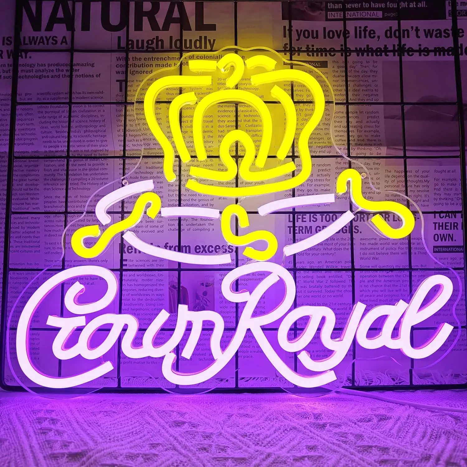 

Crown Beer Neon Signs Dimmable Whiskey Neon Light Sign for Home Bar Wall Decor Beer Bar Bedroom Man Cave Shop Club Pub Bistro