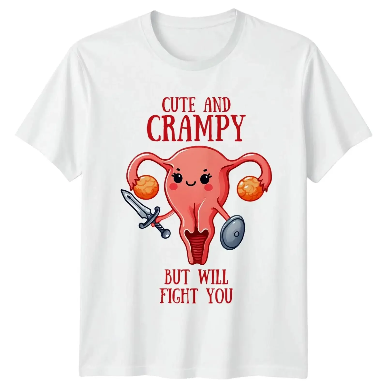 Süß und verkrampft aber wird dich bekämpfen Uterus T Shirt lustig vintage Washed Stylish graphic Slightly Unisex