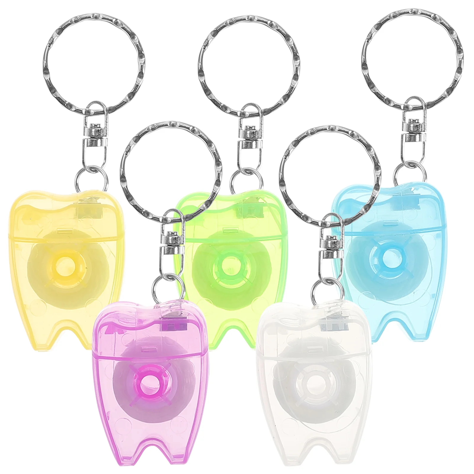 5 Pcs Mini Floss Dispenser Travel Keychain Flossers Long Dental Convenient Practical Mint Flavor