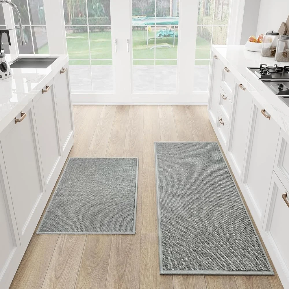 Cushioned Non Slip Kitchen Mat Set of 2 Absorbent Floor Rugs Comfort Standing Mats Washable Durable Kitchen Office Use