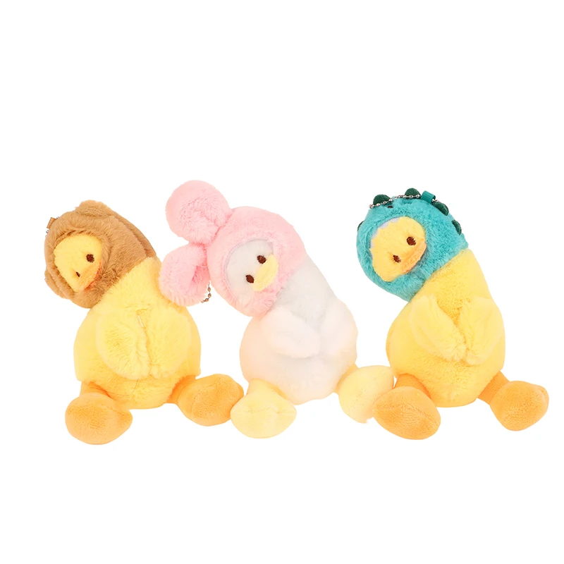 Head Cover Crooked Duck Pendant Keychain Creative Grab Machine Doll Plush Toy Backpack Pendant