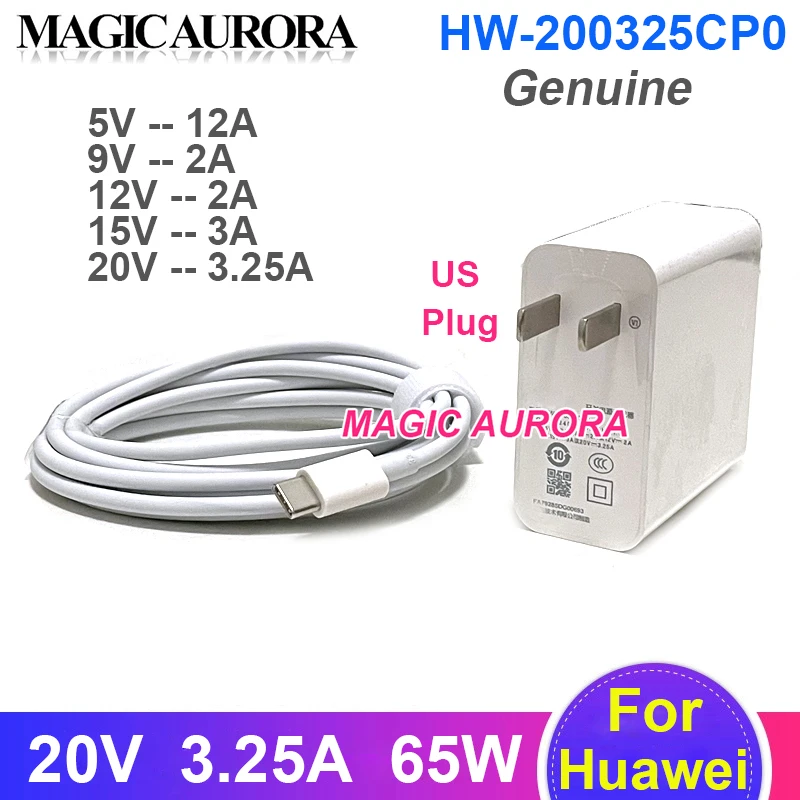 

Genuine HW-200325CP0 20V 3.25A 65W Type C Charger For Huawei Matebook X Pro X E Adapter 5V 2A 9V 2A 12V 2A 15V 3A Power Supply