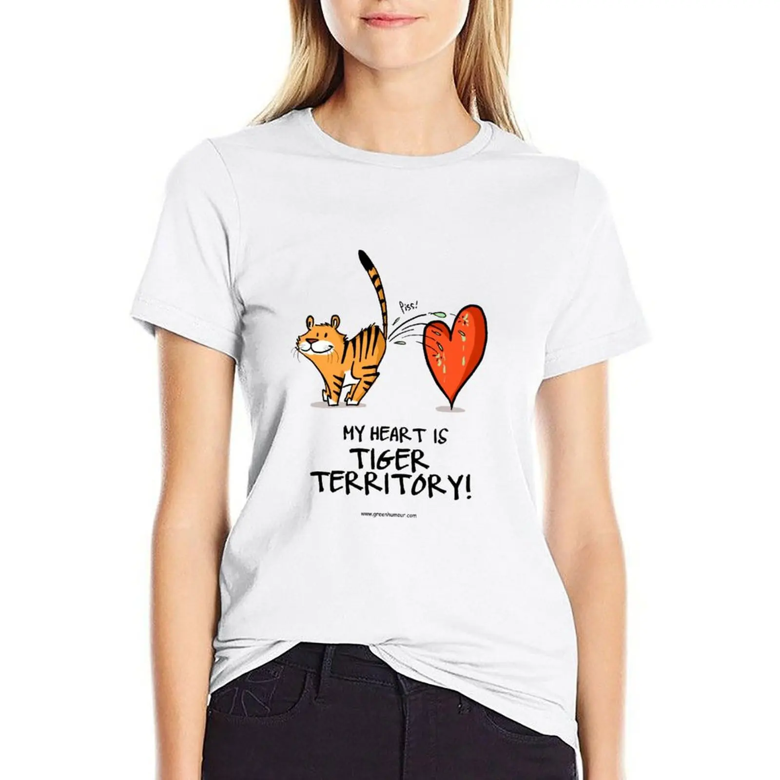 

My Heart is Tiger Territory T-shirt summer tops kawaii clothes Women's cotton t-shirt