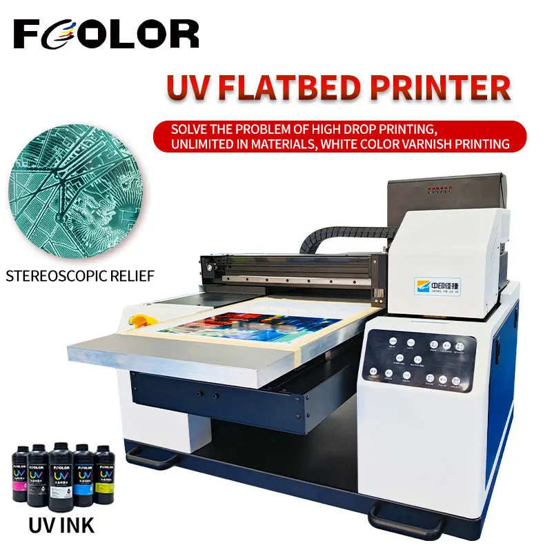 Fcolor 13 inch UV Flatbed Printer Dual Epson XP600 Print Heads UV Flatbed Digital Printer for Acrylic Small Business UV Printer