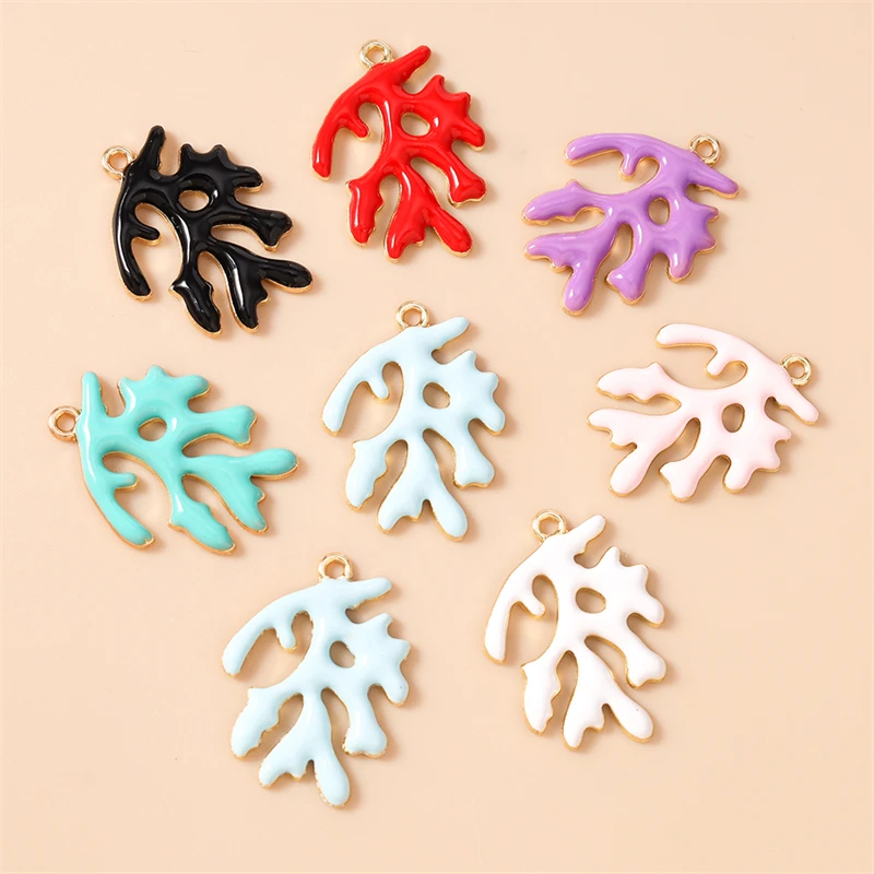 20 Stück 20 x 27 mm niedliche Emaille-Meereslebewesen-Korallen-Charms-Anhänger für Schmuckherstellung, Halskette, Ohrringe, Armband, DIY-Bastelzubehör – Detail 12