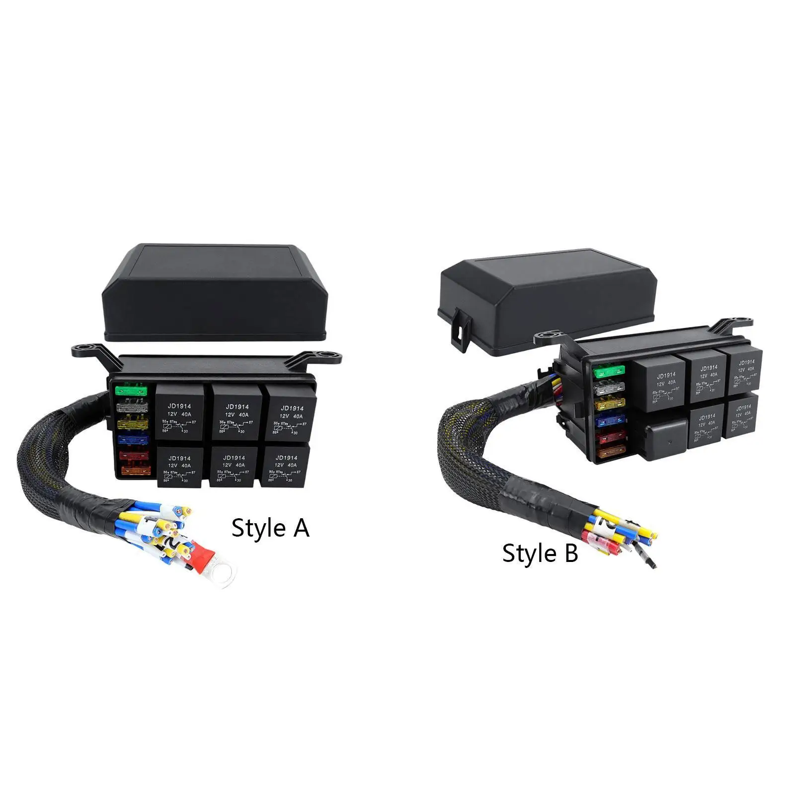 

6 Way Relay Block Pre-Wired 12V Black for Motorcycle Marine Truck