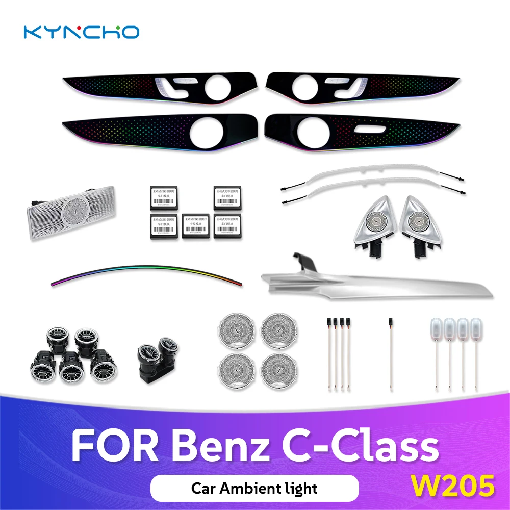 

KYNCHO for Benz C Class W205 Auto Interior Lighting Upgrade Kit Enhanced CAR Ambient Lighting with Turbine Air Outlet Door