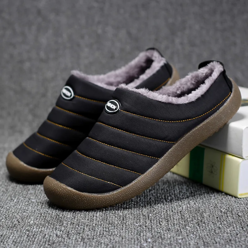 Plus Size Winter Plush Slippers Men Women Waterproof Anti-Slip Indoor Outdoor Shoes Extra Large Size Cozy Comfortable Footwear