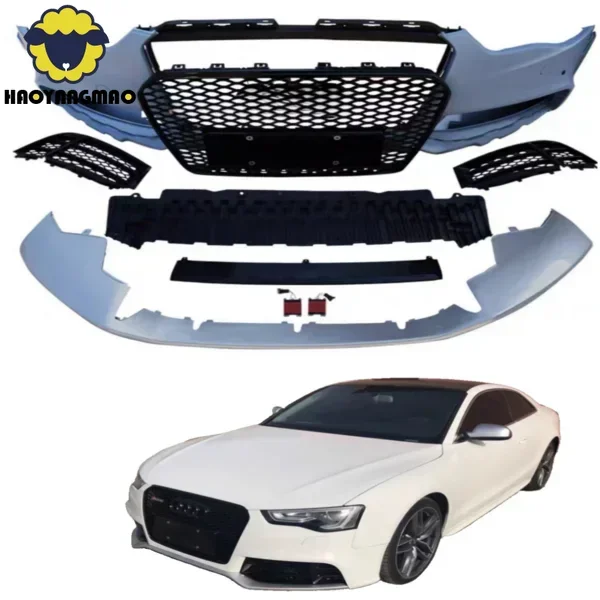 

Высококачественный комплект кузова для AUDI A5 2013-2016, обновленный передний автомобильный бампер в стиле RS5 с решеткой