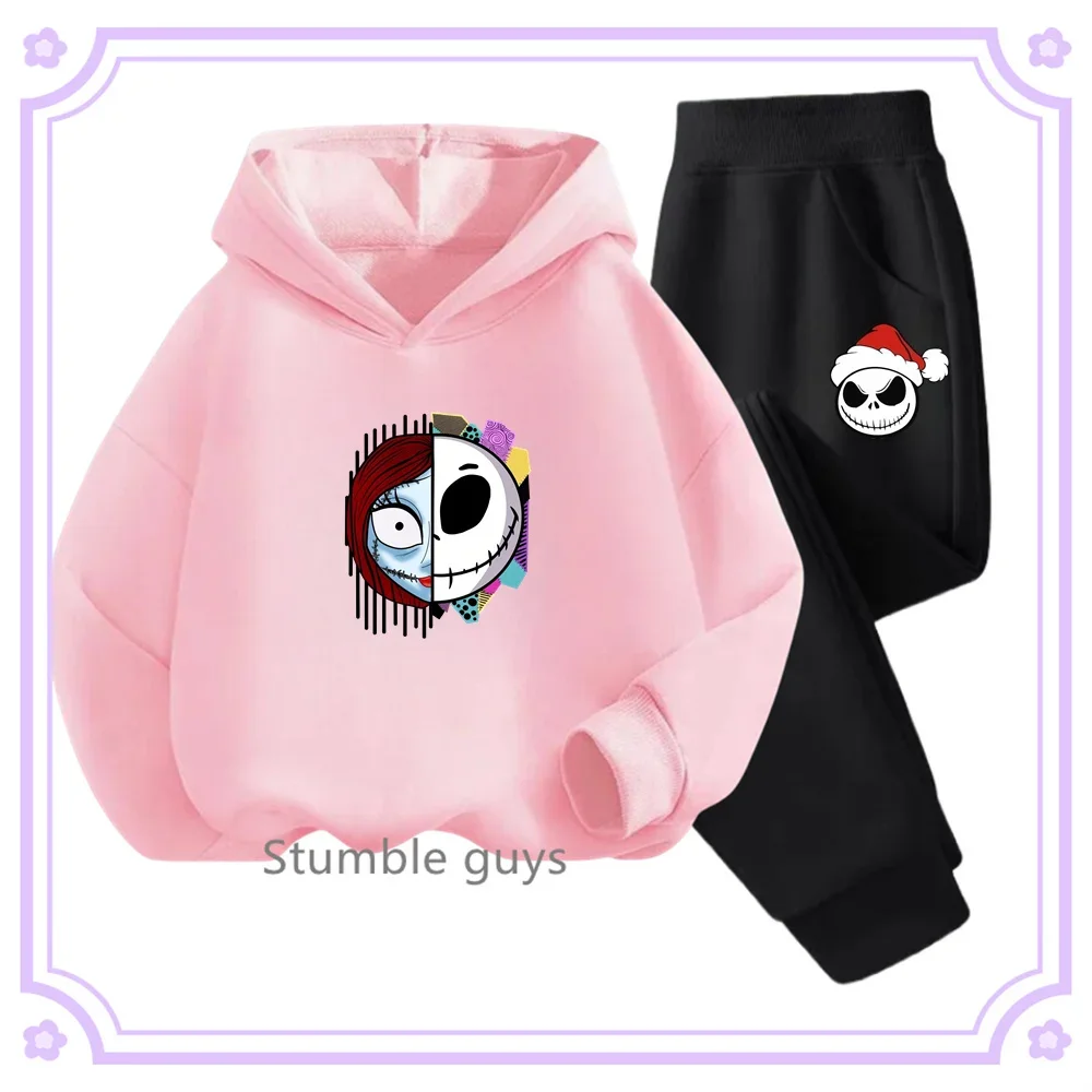 Fashion Zombie Bride Anime Hoodie + Pants Disney Casual Sports Boys Fall Kids Girls Tracksuit Set 2024 New