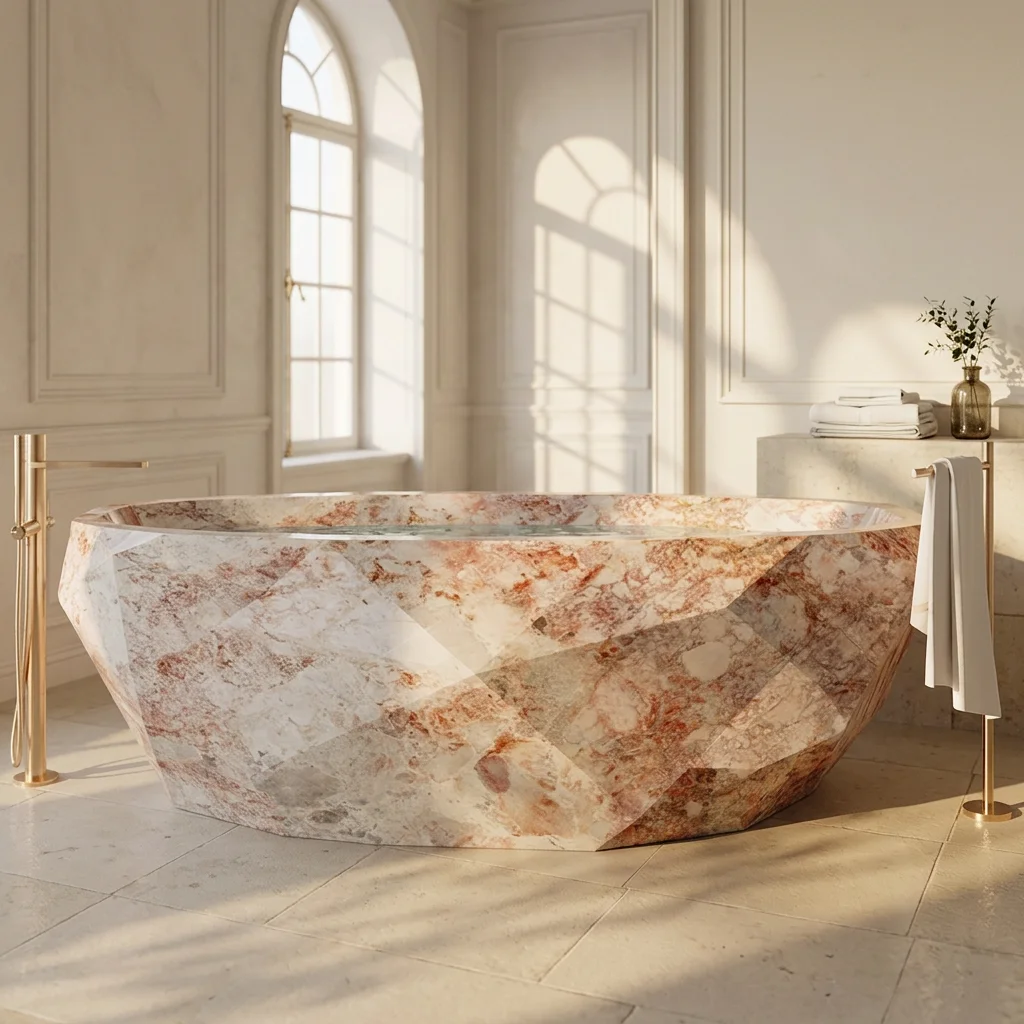 Luxury Stone Baths,Tostone Premium Handcrafted Natural Marble Bathtub Honed Surface Deep Soaking Design For Upscale Private Hous