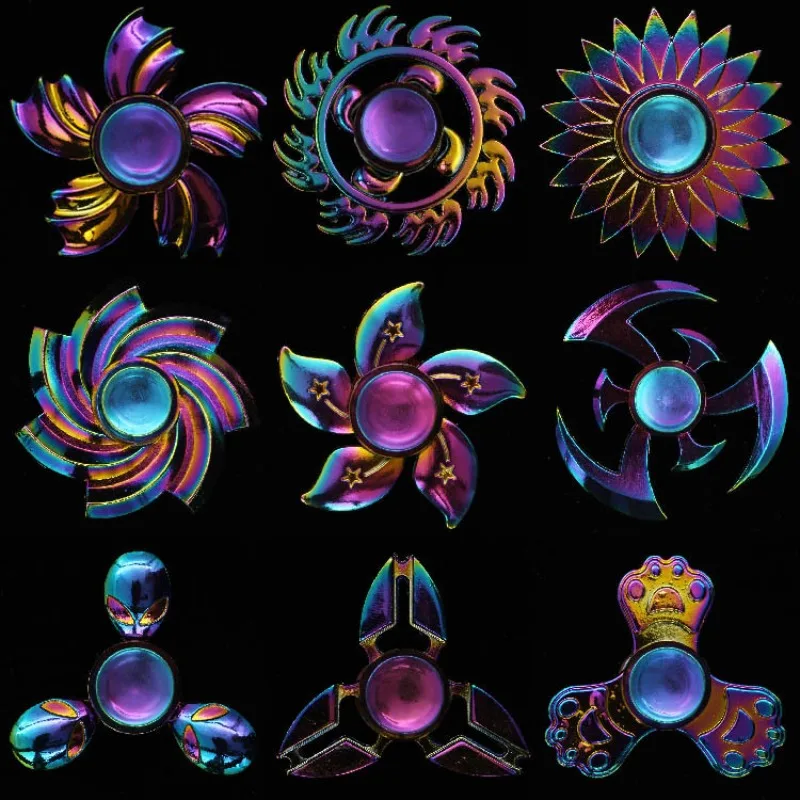 Metal Finger Spinner para Adultos, Fidget Colorido Spinner, Stress e Ansiedade Alívio, Brinquedos Arco-íris, Spinners de Alta Velocidade