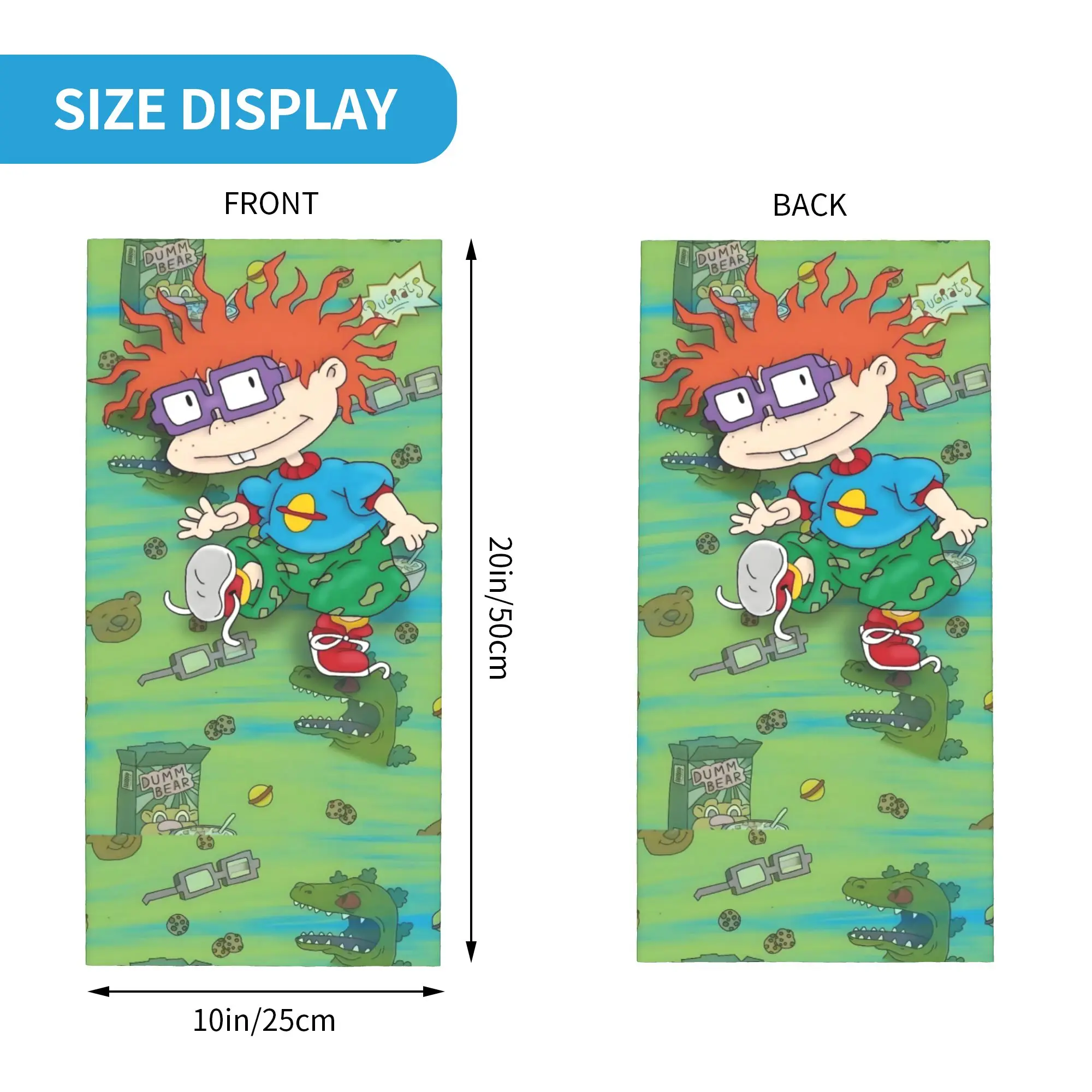 Custom Animation R-Rugrats  Bandana Neck Gaiter Windproof Face Scarf Cover Men Women Chuckie Finster Headband Tube Balaclava