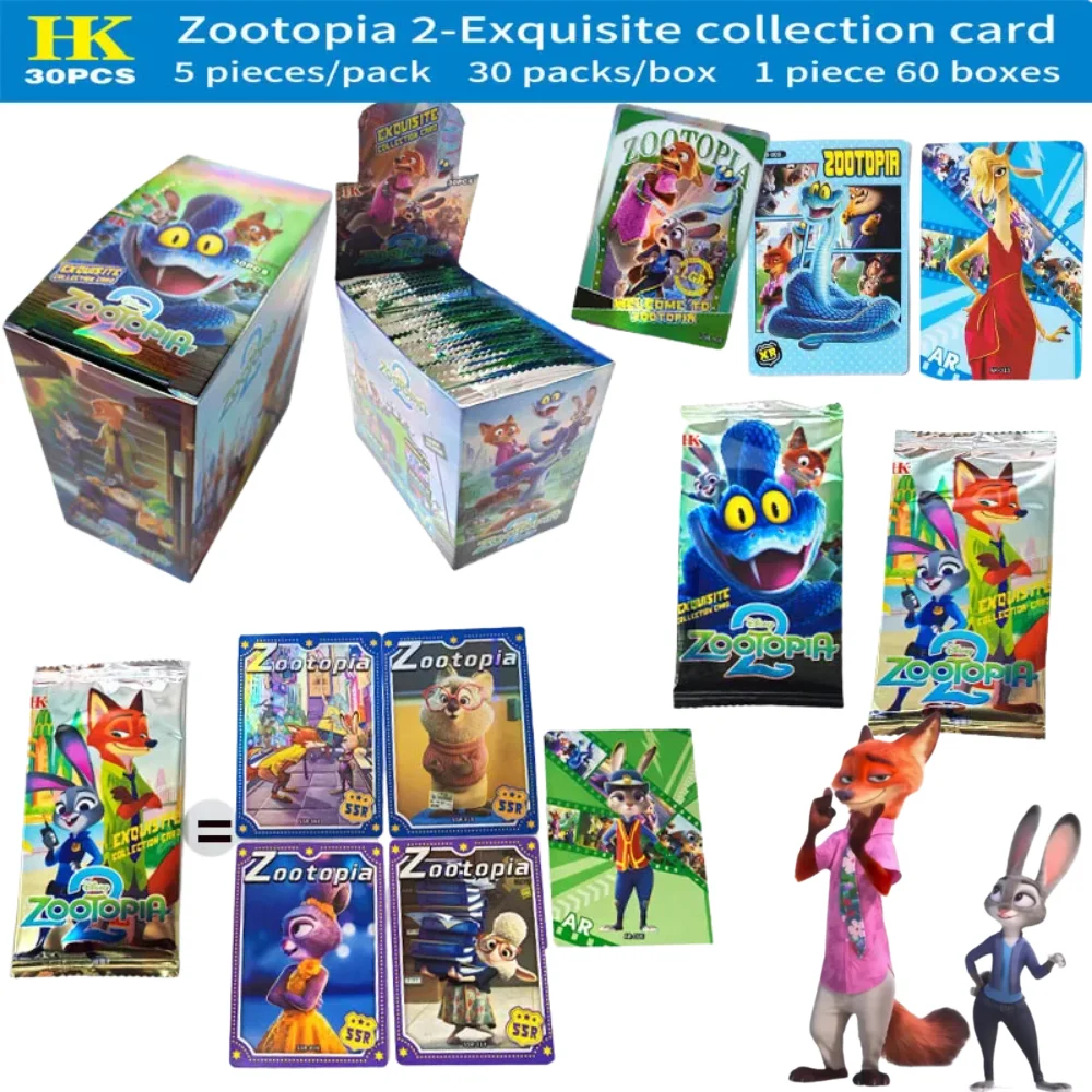 2026 New Zootopia 2 150PCS Flashcard Luxury Laser Collectible Card Game for Kids Full Set of Shiny Blind Boxes birthday Gift