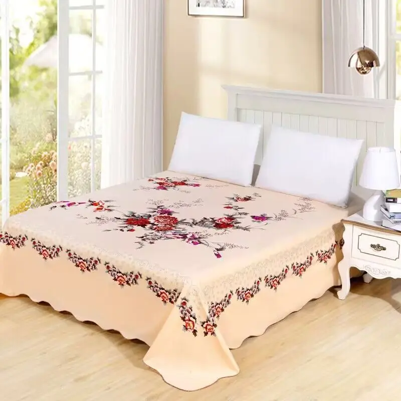 1 Pc 100% Cotton Thickened Flat Sheet European Vintage Flower Mattress Cover Bedding Linen for King Queen Size 245×250cm