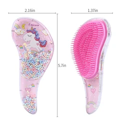 Baby Princess Mini Hair Brush Cartoon Unicorn Anti-screw Antiklit Detangling Head Massager Cute Kids Children Hairdressing Comb