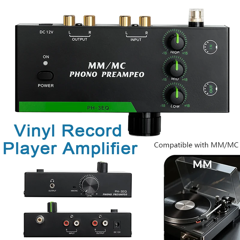 

Vinyl Record Player Amplifier Low-Noise Preamplifier with Level Control for MC/MM Turntables Vinyls Record Player Systems