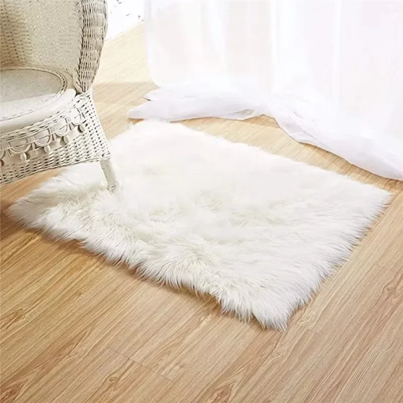 2X3ft Faux Fur Rug Fluffy Sheepskin Area Baby Bedroom Rug Home Decor Fluffy Rectangle Sports Rug