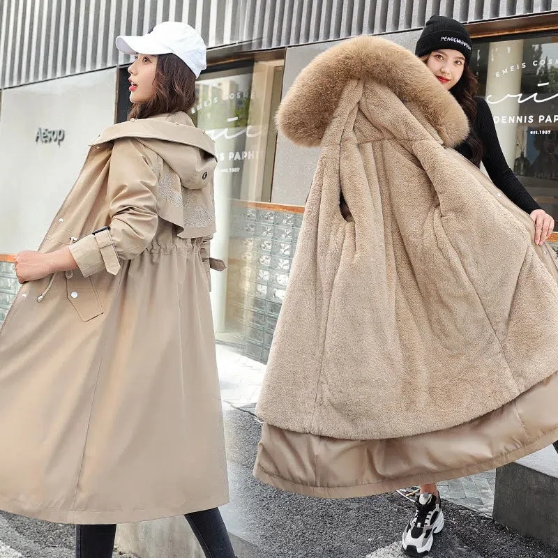 2022 New Detachable Snow Wear Long Parkas Winter Jacket Women Clothes Hooded Parka Female Fur Lining Thick Warm Student Coats