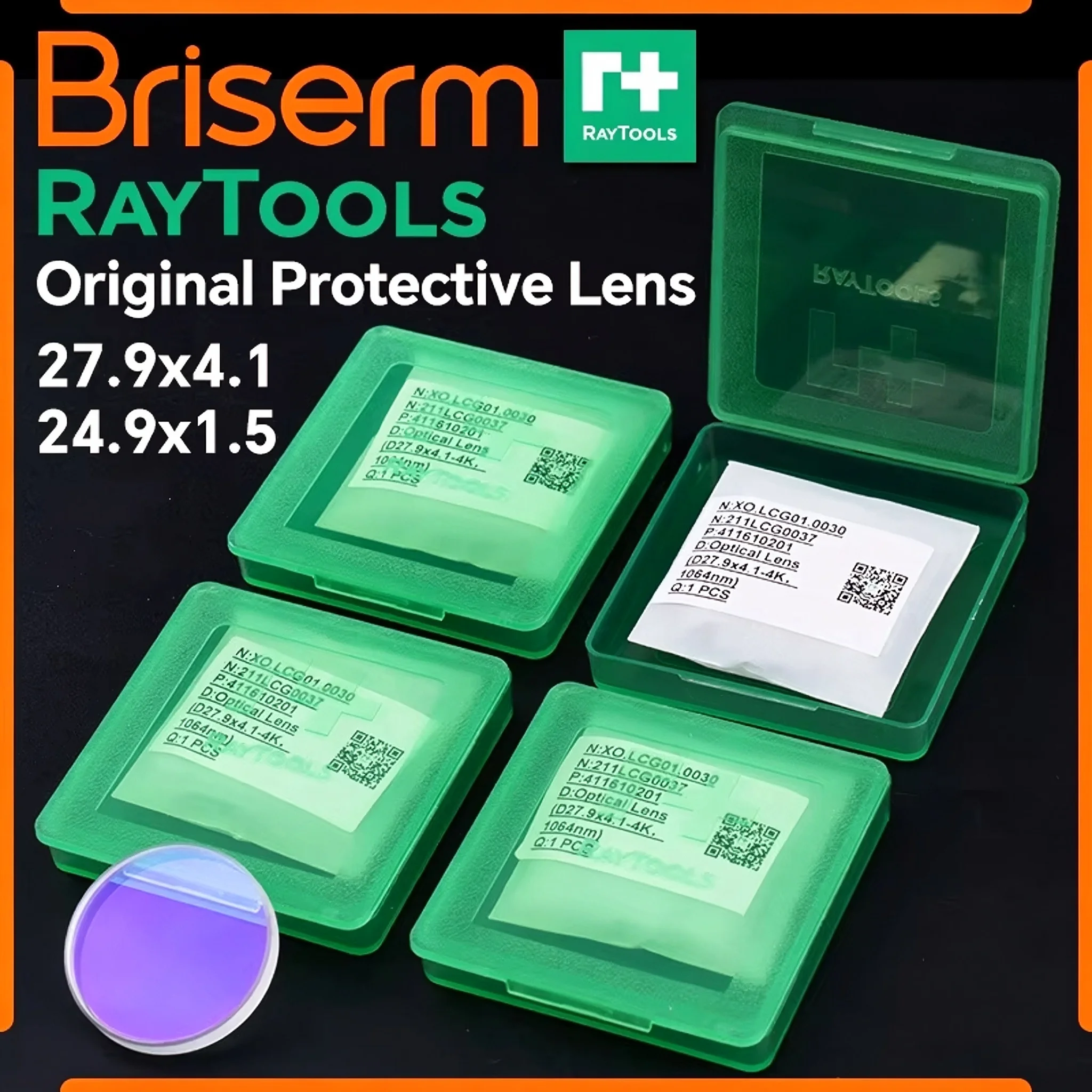 Briserm Raytools Fiber Laser Lens 27.9x4.1 24.9x1.5 4kw Raytools Laser Optical Protective Windows Lens 211LCG0037 211LCG0020