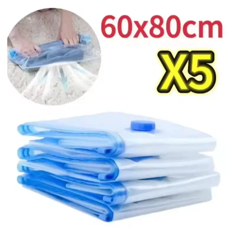 Vacuum Storage Bags Portable Foldable with Valve Space Saving Large Size for Clothes Blanket Travel Moving Storage