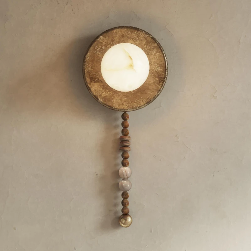 Wabi Sandy Wind Bedroom Bedside Wall Light Model Room Hotel Homestay Light Medieval Light Luxury Designer