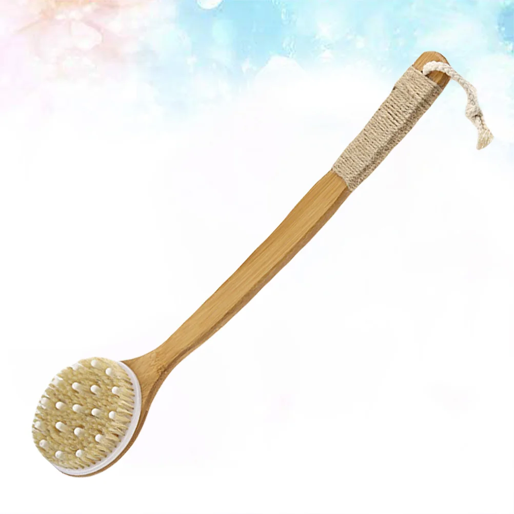 1pc Bristle Bathing Brush Anti-slip Long Handle Scrubber Body Exfoliator Back Massage Brush for Men Women (47cm) (Random Style)