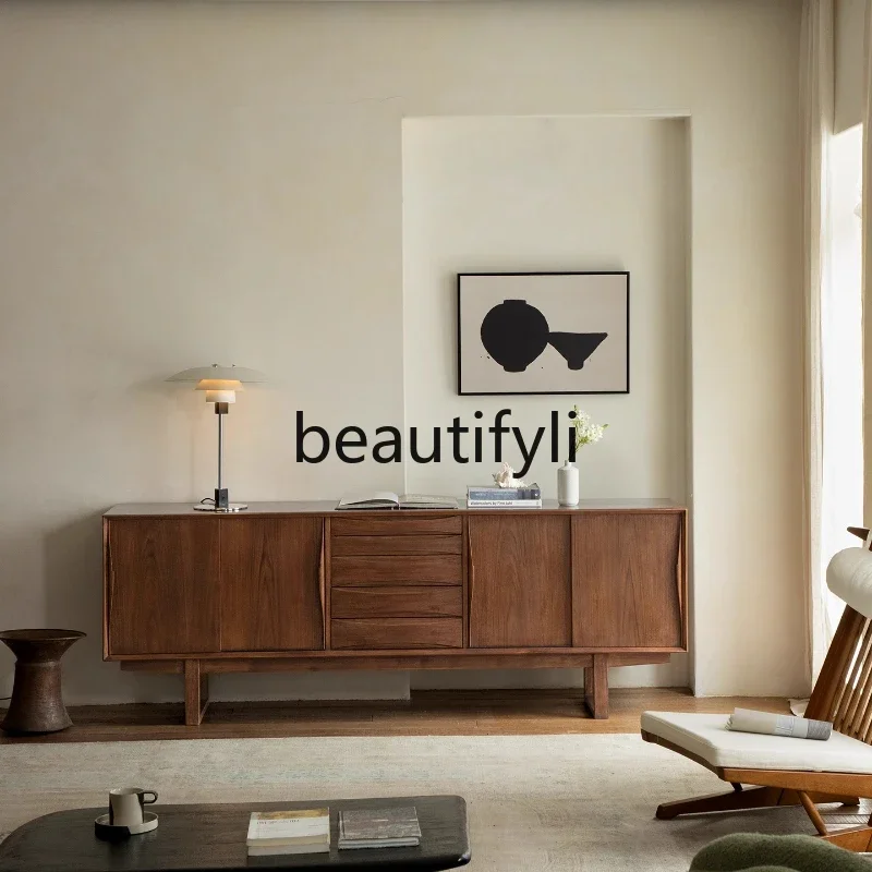 

x11Retro style designer solid wood sliding door storage side cabinet living room TV cabinet