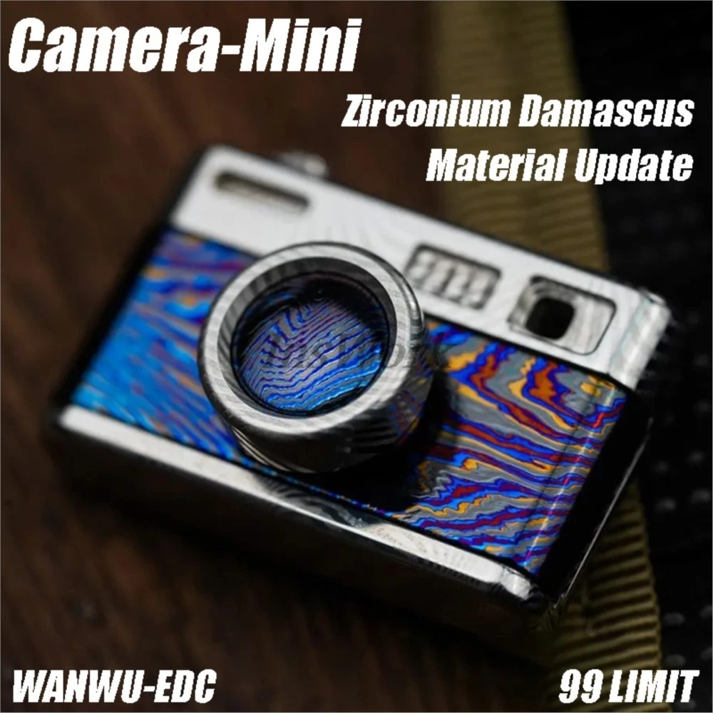 

WANWU EDC Zirconium Damascus Camera-Mini Push Slider EDC Fidget Metal Fidget Spinner Desk Toy