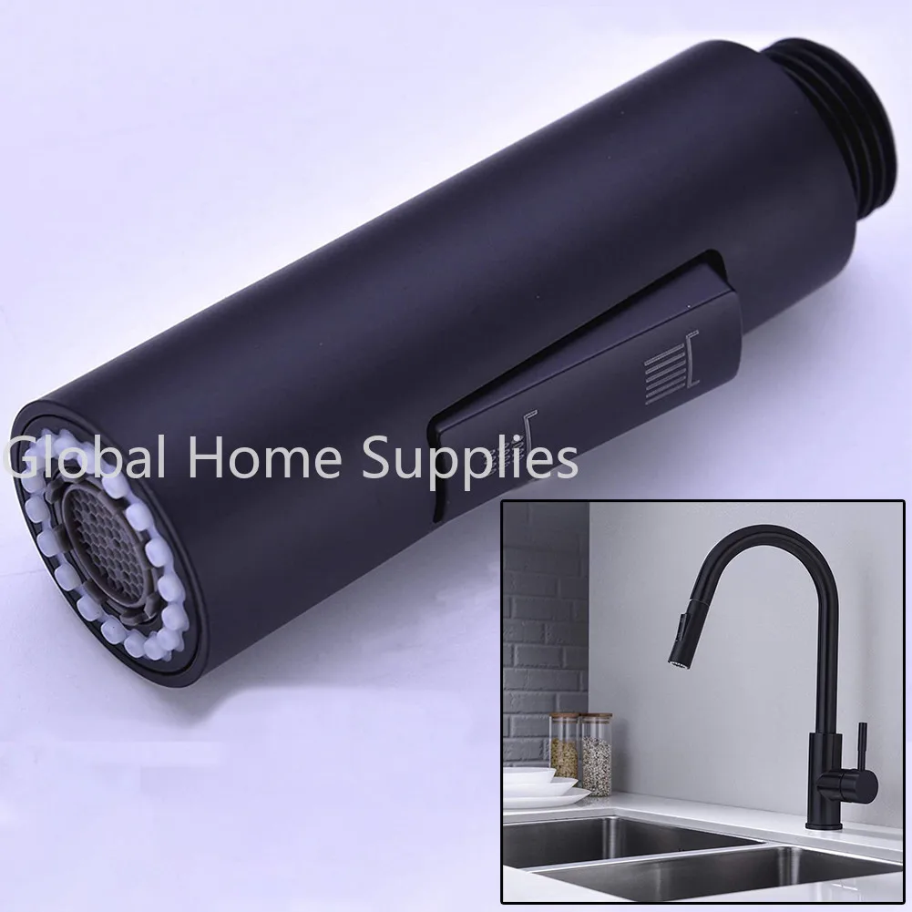 Universal G1/2 Pull-out Type Faucet Nozzle Kitchen Sink Shower Nozzle Sprayer Silver Black Water Saving Aerator Replacement Tap