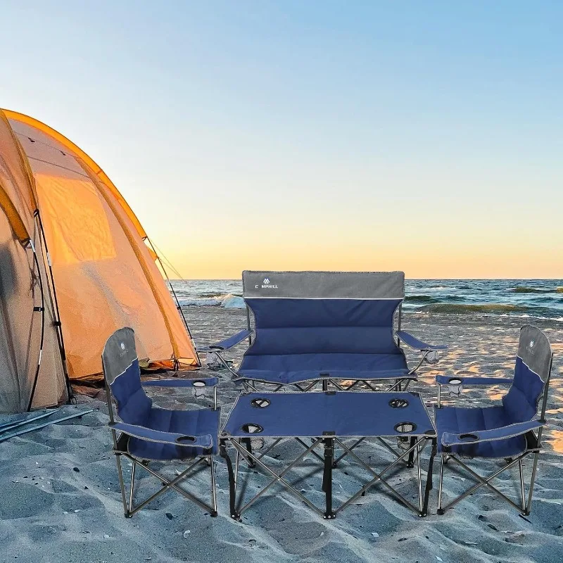 مجموعة كراسي تخييم مكونة من 3 قطع، كراسي تخييم قابلة للطي للاستخدام الخارجي للأشخاص الثقيلين مع حامل أكواب وحقيبة حمل، كرسي قابل للطي #2