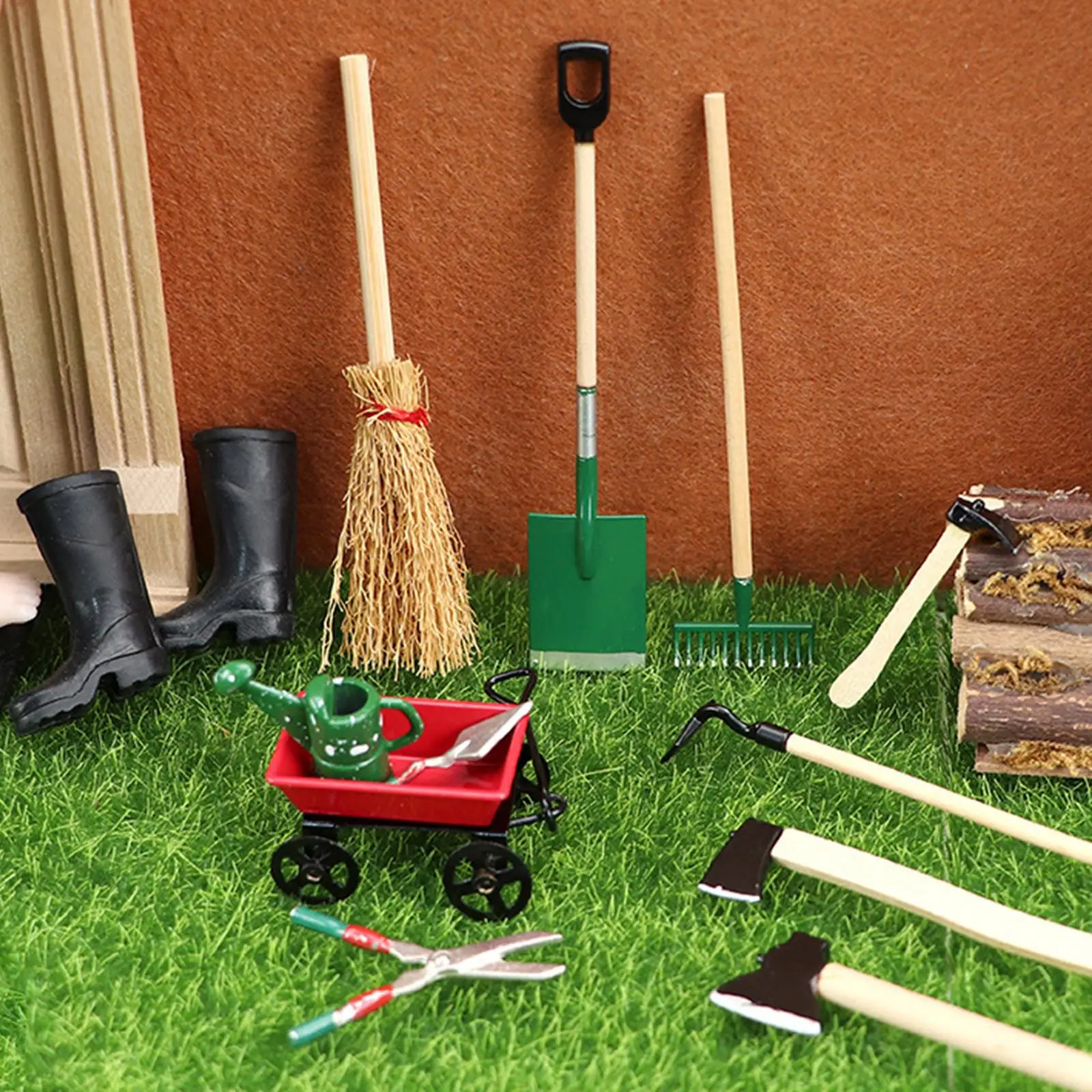 

Miniature Garden Tools Pretend Toy Ornament Mini Tool Set for Gardening Doll