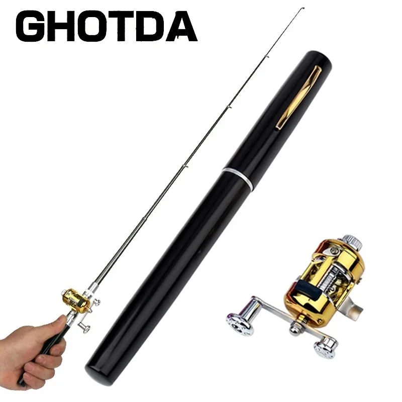 Cana de pesca telescopica portatil - bolsillo plegable con carrete