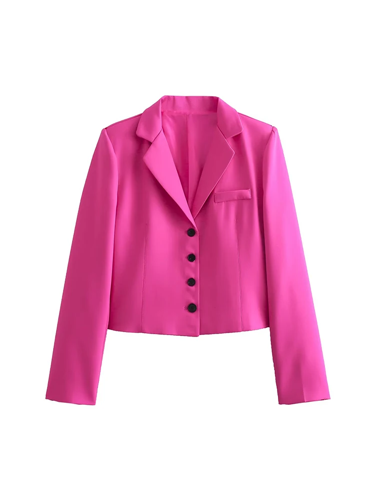 ZaracosHm-Chaqueta corta holgada y versátil para mujer, Blazer con solapa y botones, color morado oscuro, novedad de verano, 2024